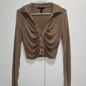 Brown goldish long sleeve crop top. Only worn a couple times, cute for parties.